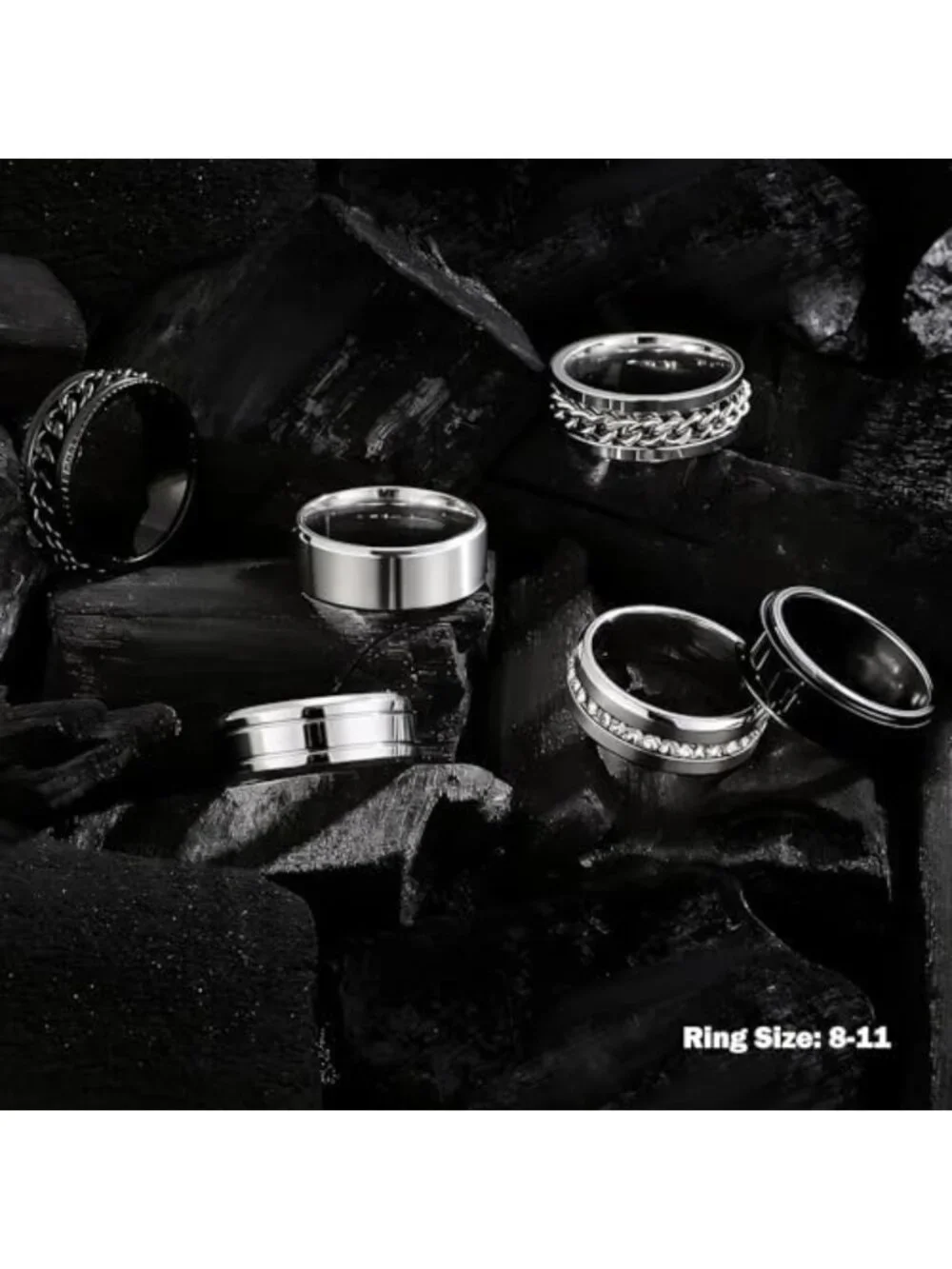 30Pcs Men's Stainless Steel Jewelry Set - Rings, Chains, Bracelets & Earrings